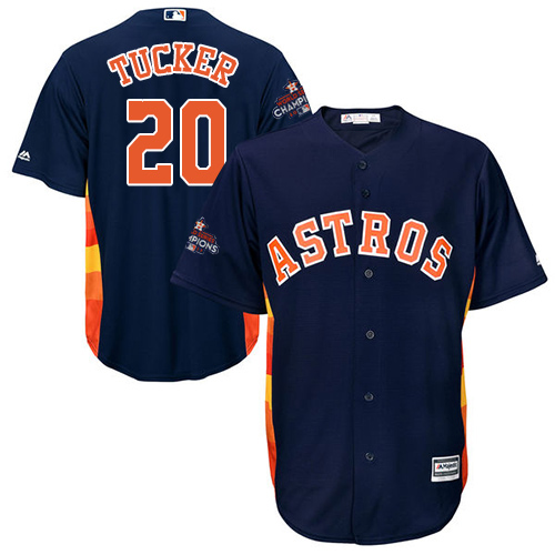 Astros #20 Preston Tucker Navy Blue Cool Base World Series Champions Stitched Youth MLB Jersey